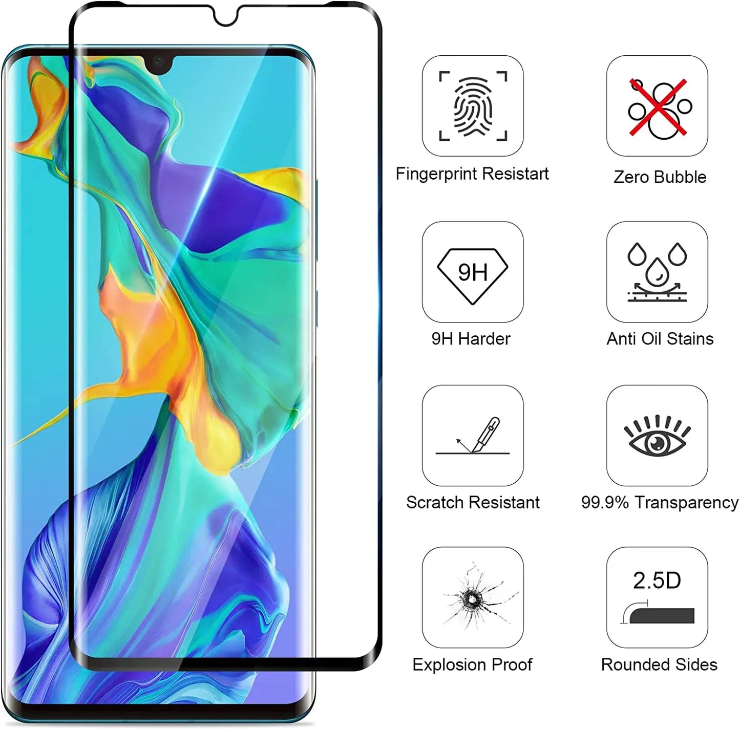 1-4 tk kumer klaas HUAWEI P30 Pro ekraanikaitseklaasile
