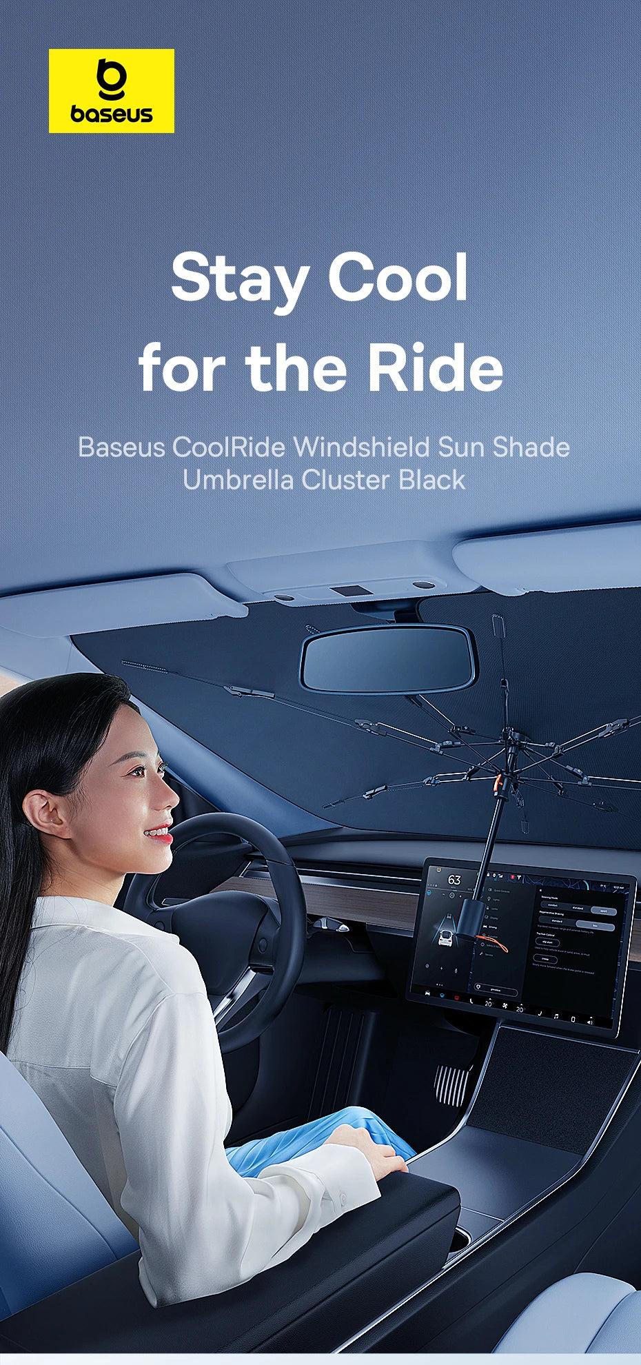 Baseus Windshield SunShade Umbrella Hemmed Edges Cover Protector Parasol Car Summer Sun Protection Front Window Sun Shade