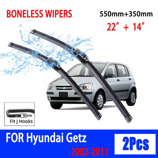 For Hyundai Getz 2002-2011 Car Wiper U-type Soft Rubber Boneless Wiper HD Quiet Durable Automotive Wiper 22"+14"