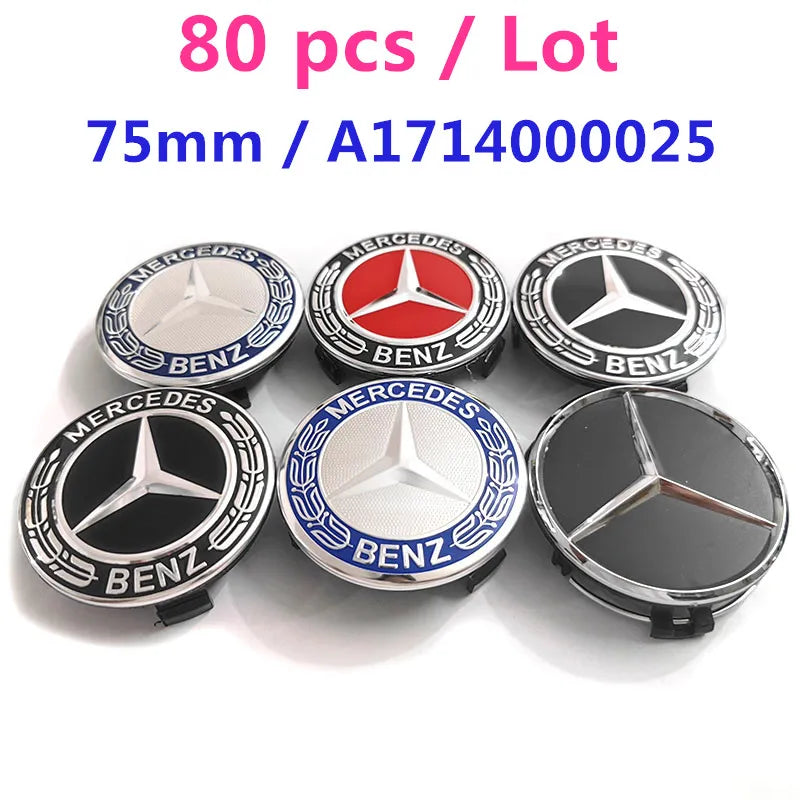 80pcs 76mm 75mm Wheel Center Hub Caps Car Rims Dust-Proof Cover Badge Logo Styling  Accessories A1714000025 New Black Blue Wheat