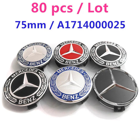 80pcs 76mm 75mm Wheel Center Hub Caps Car Rims Dust-Proof Cover Badge Logo Styling  Accessories A1714000025 New Black Blue Wheat