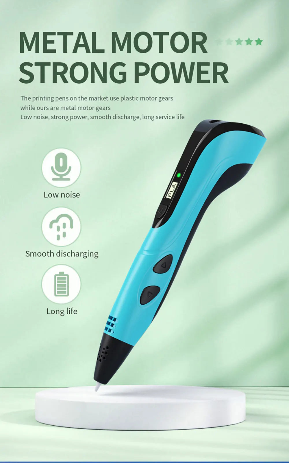 2025 New 3D Printing Pen DIY Three-dimensional Painting Children Toys With LCD Screen Power Adapter 200M PLA Filament Toys Gift