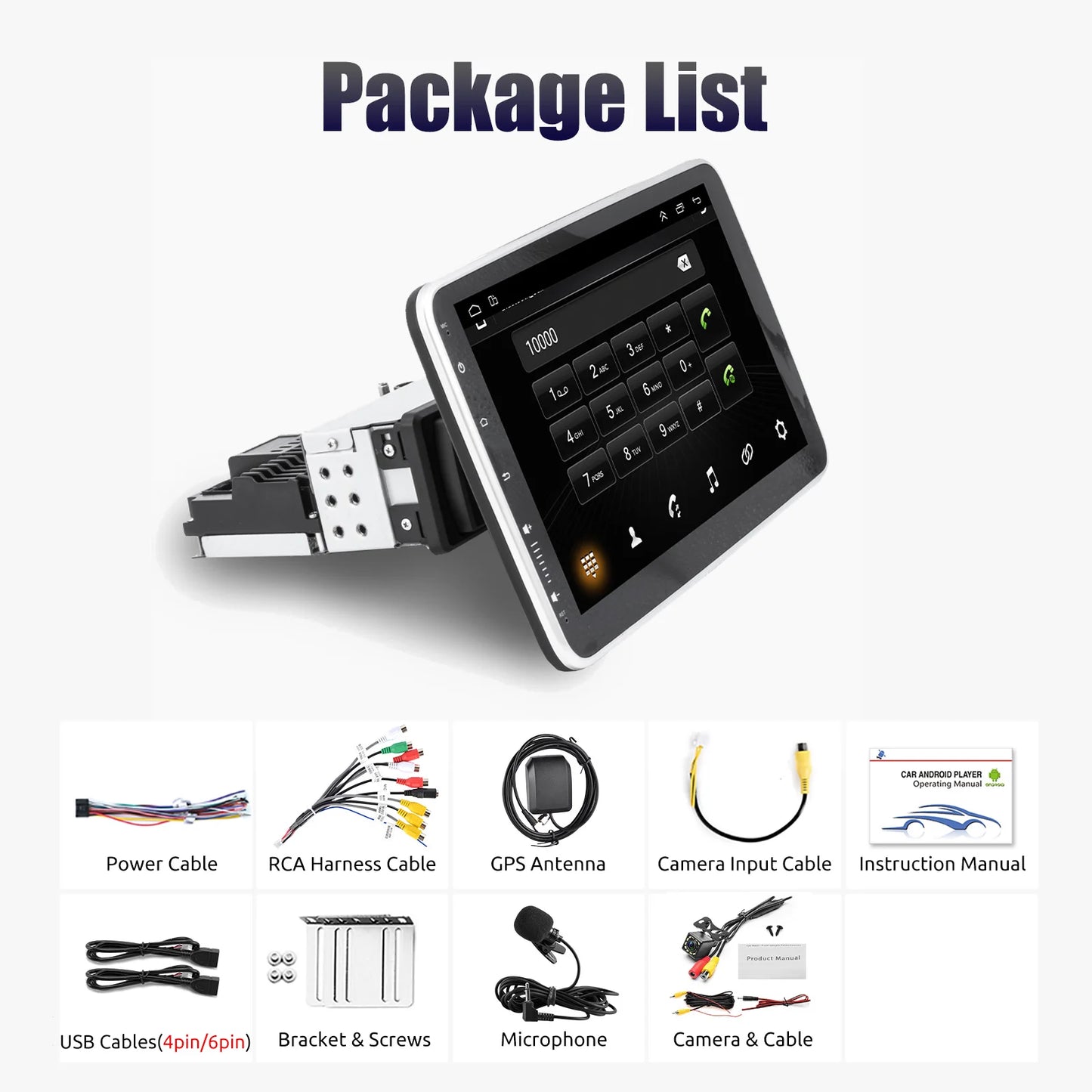 ESSGOO Android 13 10.1 Inch Universal Single Rotatable Car Radio Auto Carplay Multimedia Player GPS Navi Automotive Stereo