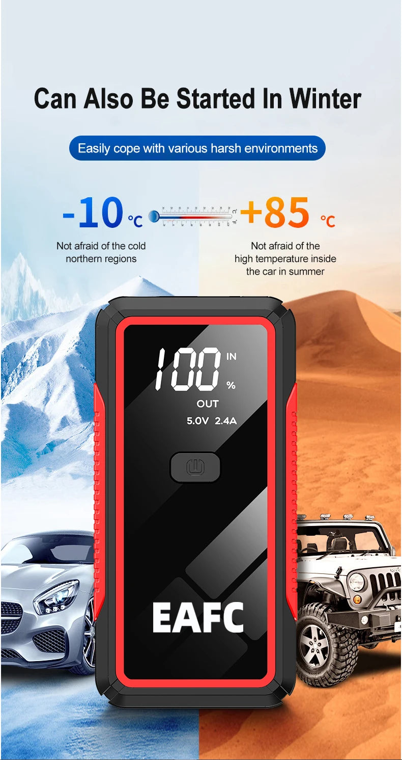 EAFC 2000A/1200A Portable Car Portable Jump Starter With Power Bank Fast Charge 12V Auto Battery Charger Booster Starting Device