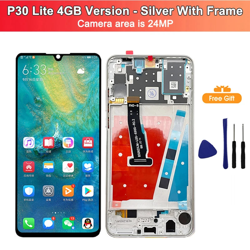 New LCD For HUAWEI P30 Lite LCD Display Touch Screen For HUAWEI P30 Lite Screen Nova 4e MAR-LX1 AL01 Digitizer Assembly