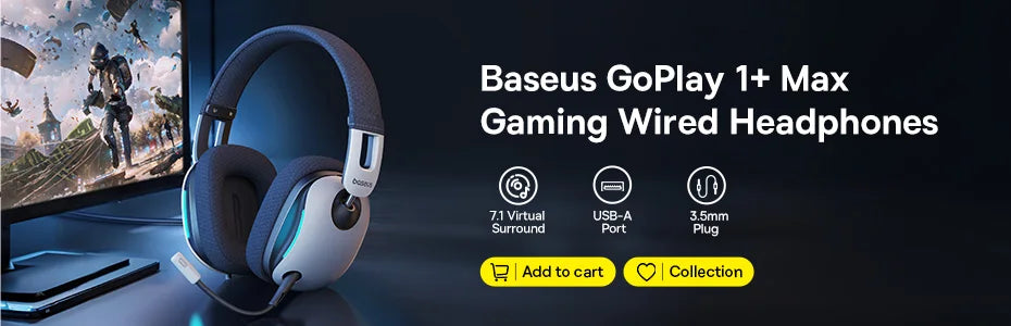Baseus GH02 Gaming Wireless Headphone with Mic Over-Ear Headphones Bluetooth 5.3 40mm Driver 2.4G/Wireless/Cable RGB Headsets