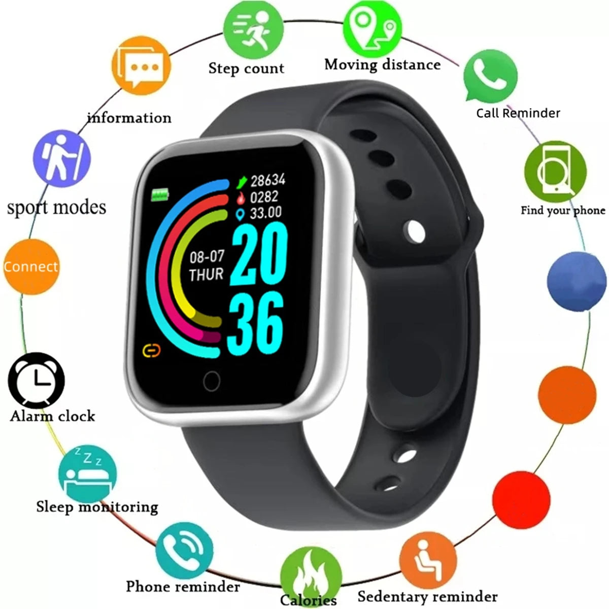 Älykello Miesten Naisten Rannekellot Älykellot Viesti Fitness Monitor Rannekoru Syntymäpäivä Lahja Elektroninen Kello Xiaomi Huaweille