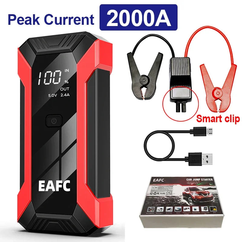 EAFC 2000A/1200A Portable Car Portable Jump Starter With Power Bank Fast Charge 12V Auto Battery Charger Booster Starting Device