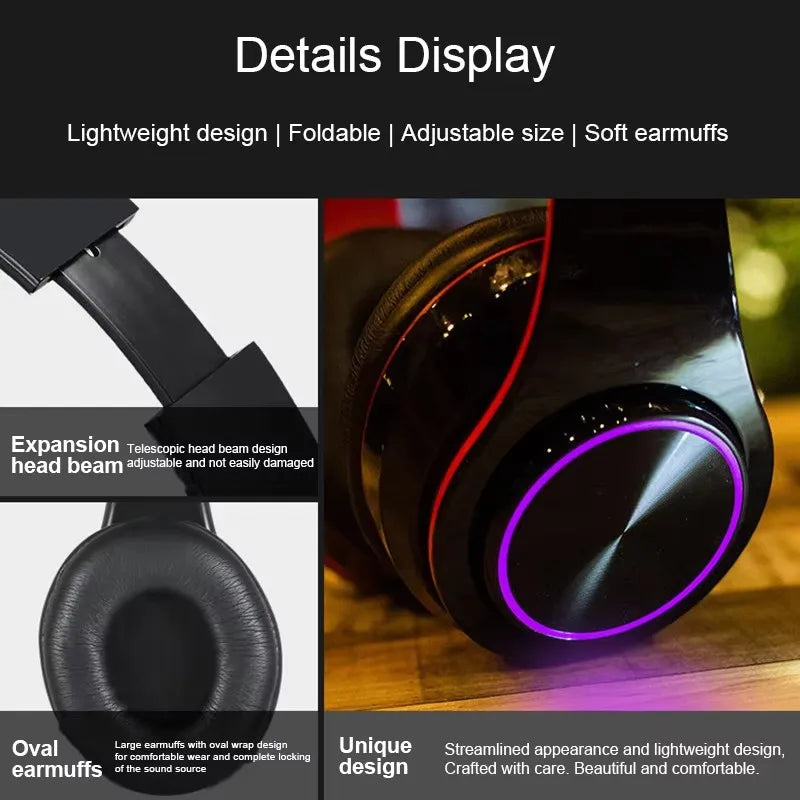 B39  Bluetooth Headset Foldable Headphones HiFi Stereo Earphone With Mic Support SD Card FM For Xiaomi Iphone Sumsamg Phone