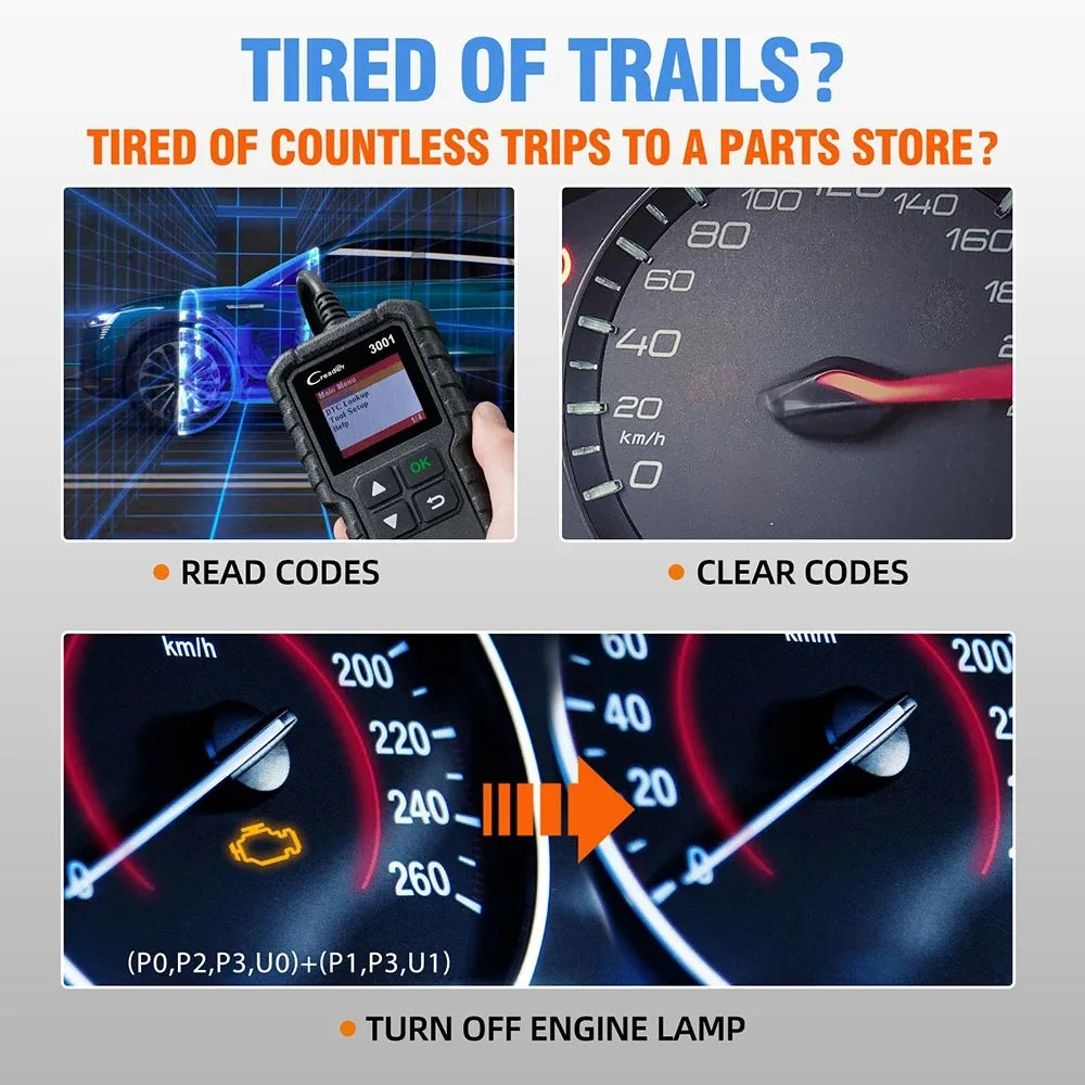 LAUNCH X431 CR3001 Car Full OBD2 Diagnostic Tools Automotive Professional Code Reader Scanner Check Engine Free Update pk  ELM32