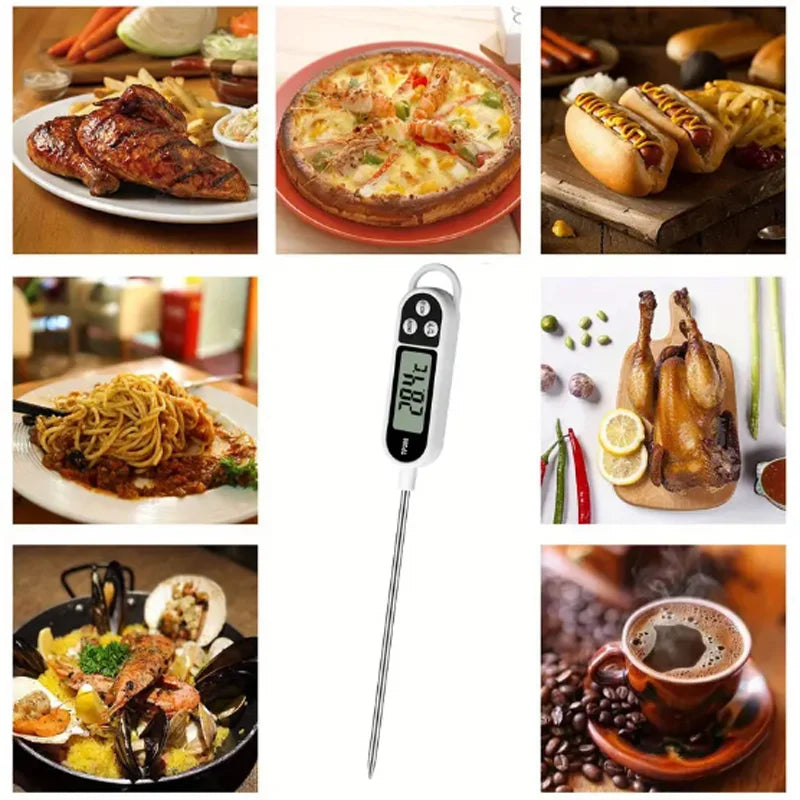 Food Thermometer Digital Real-Time Reading Meat And Beverage Thermometer With LCD Display And Probe Electronic Kitchen Thermomet
