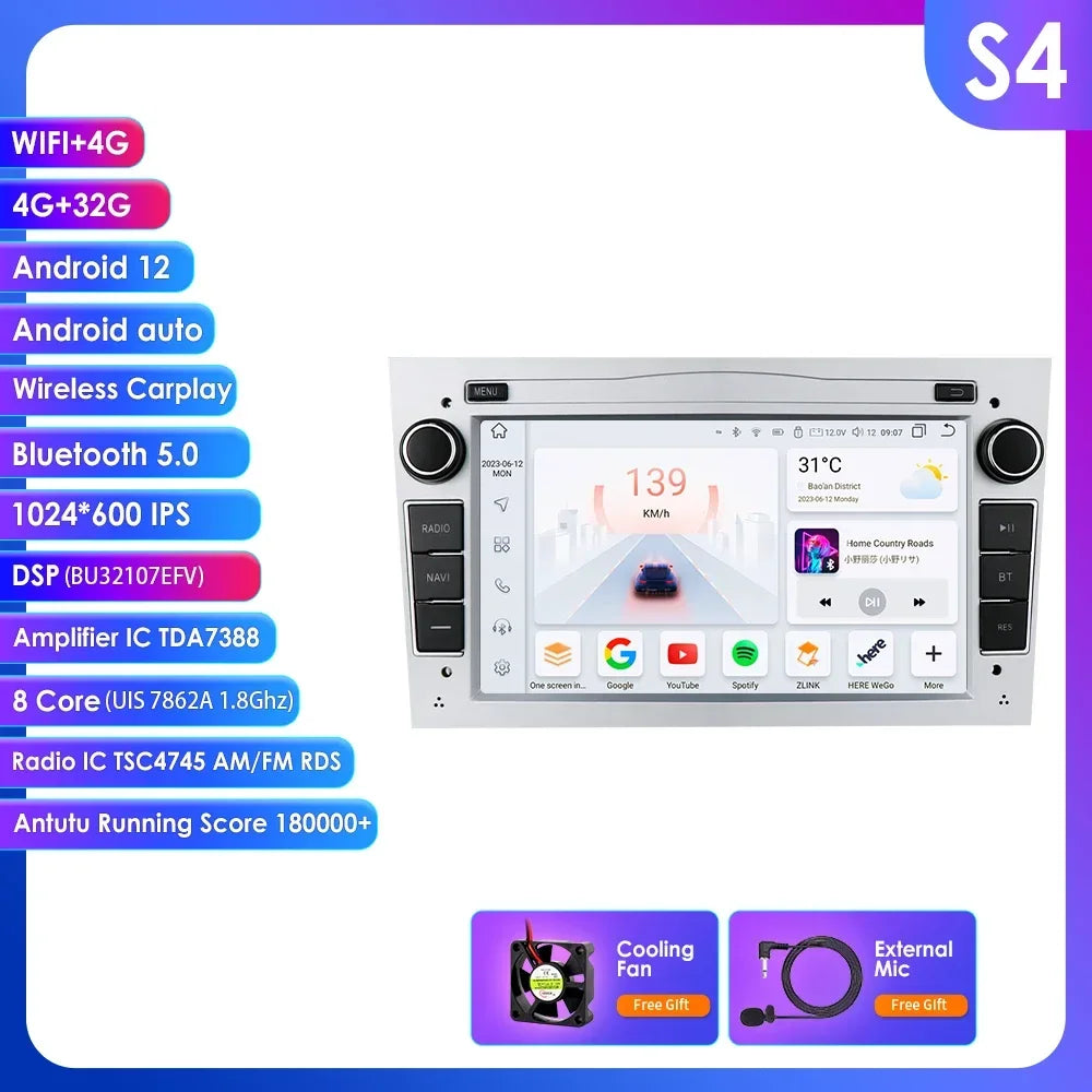 8G+128G 2Din Android 13 Car GPS Navigation Autoradio for Opel Astra H G J Antara Vectra C B Vivaro Corsa C D Zafira B Stereo RDS