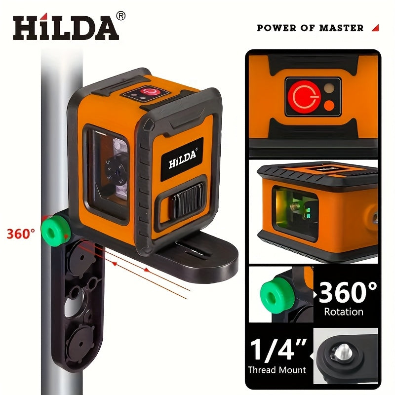 1pc Mini Green Laser Level, 2-Line High Precision Self-Leveling Tool With Infrared Beam, Portable & Compact, Bright Light For Indoor & Outdoor Use, With Carrying Case